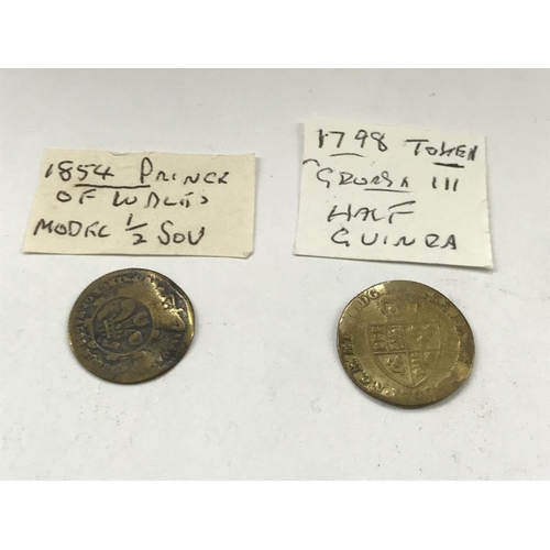 163 - A selection of old tokens, pennies and half pennies.