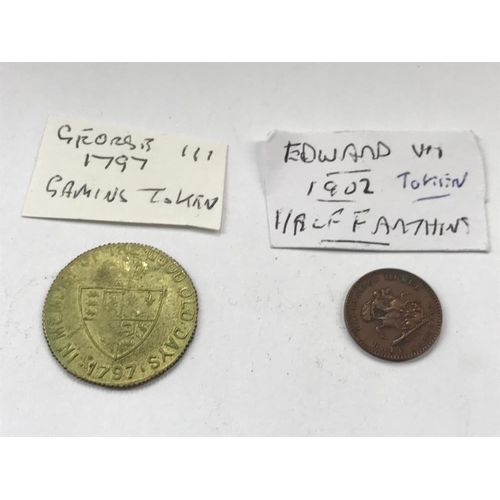 163 - A selection of old tokens, pennies and half pennies.
