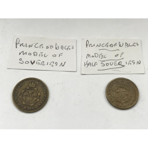 163 - A selection of old tokens, pennies and half pennies.
