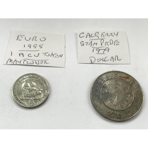 163 - A selection of old tokens, pennies and half pennies.