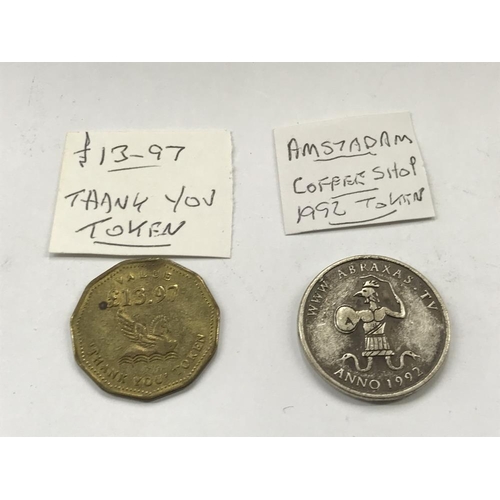 163 - A selection of old tokens, pennies and half pennies.