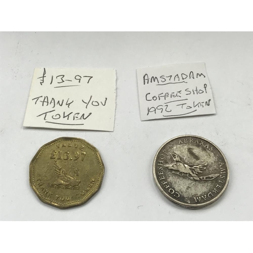 163 - A selection of old tokens, pennies and half pennies.