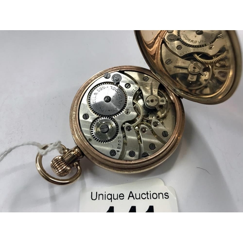 141 - A 9ct gold cased full hunter pocket watch, Swiss movement No. 40502 by Thomas Russell & Son of Liver... 