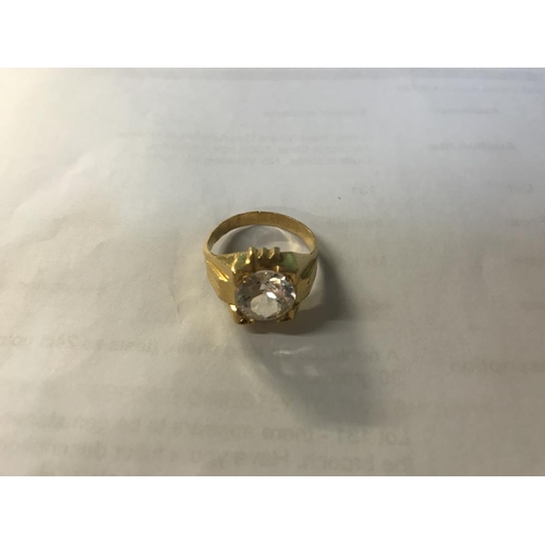 132 - A  ring set white stone (tests as 24 ct gold) size S.