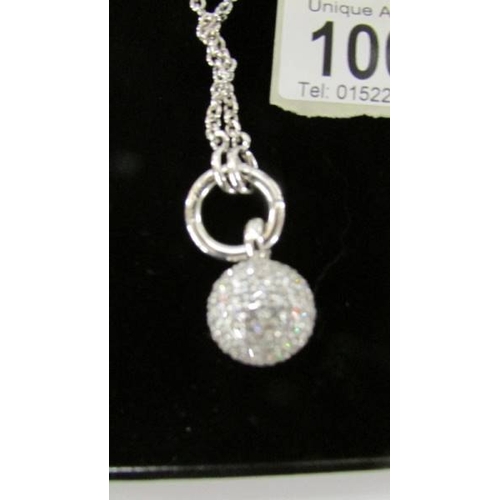 1002 - A Ti Sento Milano designed sparkling sphere white stone necklace, all silver stamped, length of chai... 