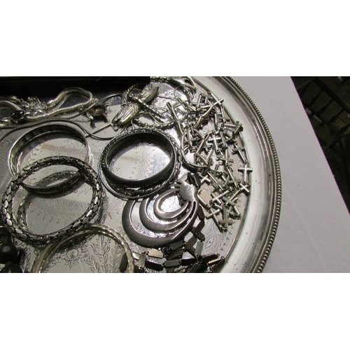 1012 - A silver plated Victorian tray dated 1883 by Elkington & Co., with marriage presentation together wi... 