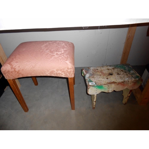 155 - A late 19 early 20c stool and an upholstered bedroom dressing table stool