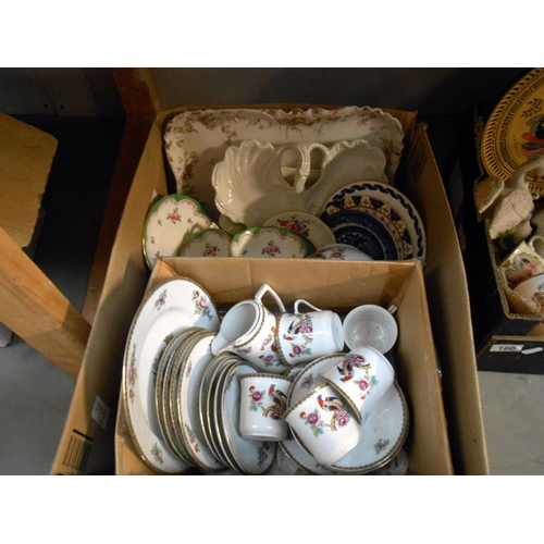 160 - 2 boxes of ceramics and china including a teaset