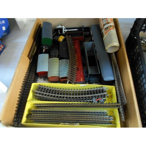 172 - A quantity of Hornby 'OO' gauge coaches, rolling stock and railway layout accessories (2 boxes)