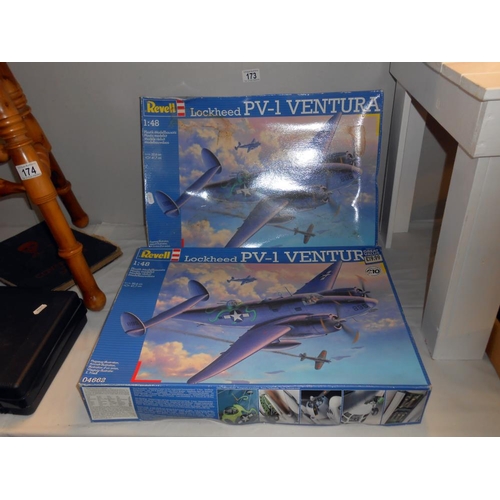 173 - 2 x Revell 1;48 Lockhead PV-1 Ventura model kits (boxed and still sealed in bags) boxes slight a/f