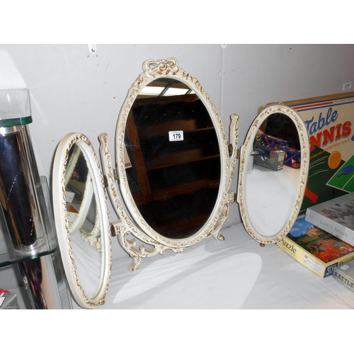 179 - A French ormalu style triple oval dressing table mirror