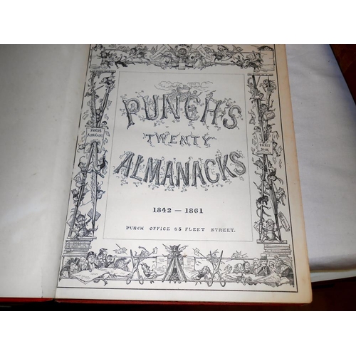 194 - 3 Punch related books including Punch Almanacs 1842-1861, Punch 1927 July-December and Punch picture... 