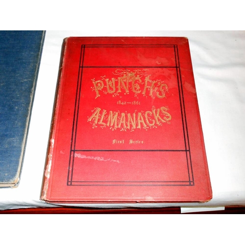 194 - 3 Punch related books including Punch Almanacs 1842-1861, Punch 1927 July-December and Punch picture... 