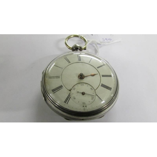 2040 - An open faced key wind silver pocket watch and a Dennison gold plated full hunter pocket watch.