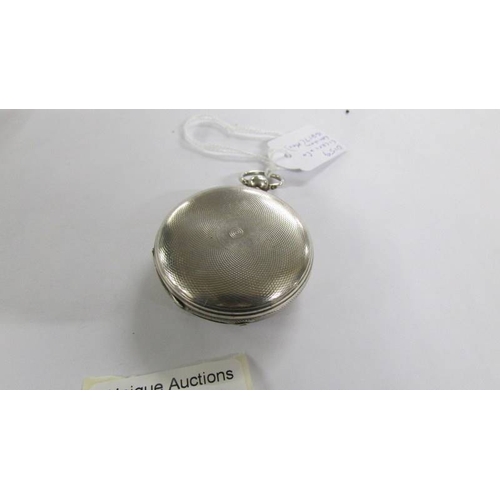 2042 - A full hunter silver key wind pocket watch, London hallmark.