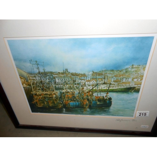 215 - 2 John Emerson limited edition prints signed by artist, no 76/250 and 90/250 Harbour scene and beach... 