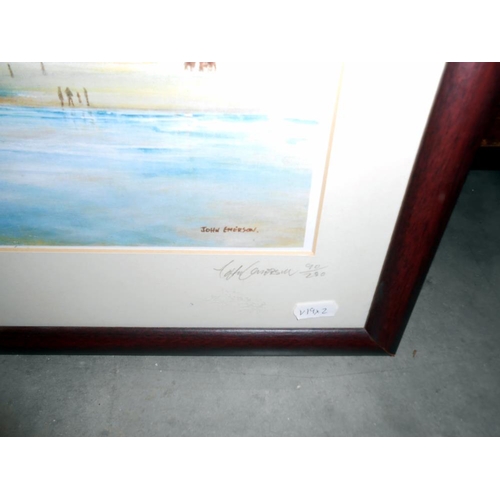 215 - 2 John Emerson limited edition prints signed by artist, no 76/250 and 90/250 Harbour scene and beach... 