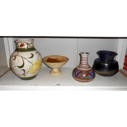 244 - 4 items of pottery by studio pottery artist Harry Shotton