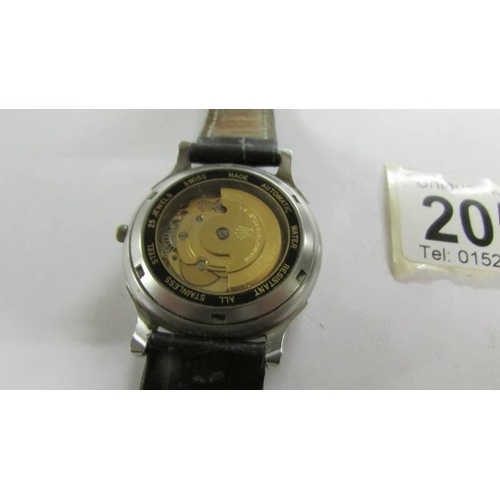 2055 - A Rolex Oyster perpetual date set wrist watch on replacement strap.