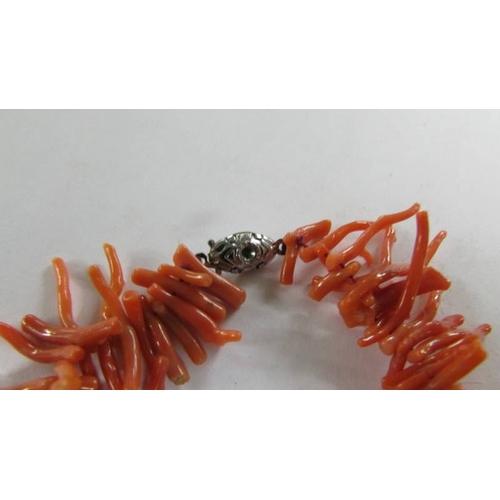 2058 - A coral braclet (missing stone from clasp).