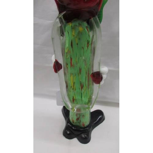 2076 - A tall multi coloured glass clown and a smaller example in the style of Murano, 14'' (35cm) and 9'' ... 