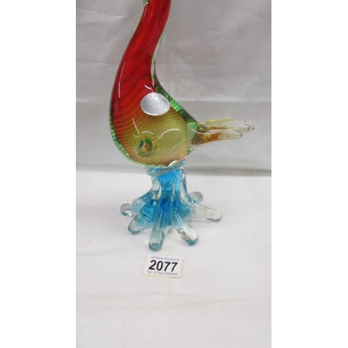 2077 - A multicoloured Murano glass duck with original sticker on side, 13'' (33cm), in good condition with... 