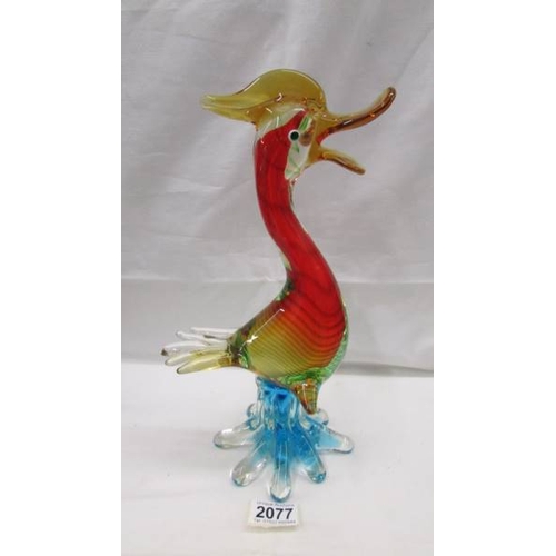 2077 - A multicoloured Murano glass duck with original sticker on side, 13'' (33cm), in good condition with... 