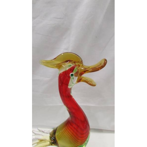 2077 - A multicoloured Murano glass duck with original sticker on side, 13'' (33cm), in good condition with... 