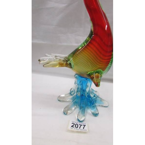 2077 - A multicoloured Murano glass duck with original sticker on side, 13'' (33cm), in good condition with... 