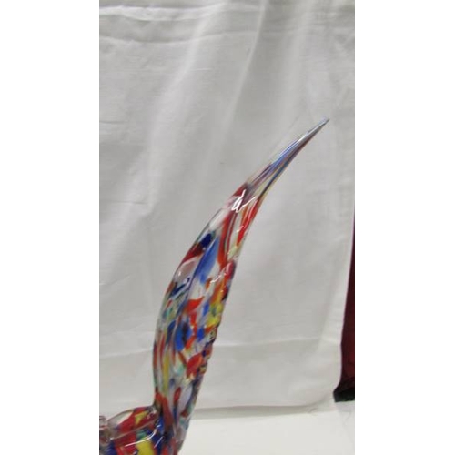 2078 - A multi coloured glass rooster in the style of Murano, 15.5'' (44cm), in good condition with no crac... 