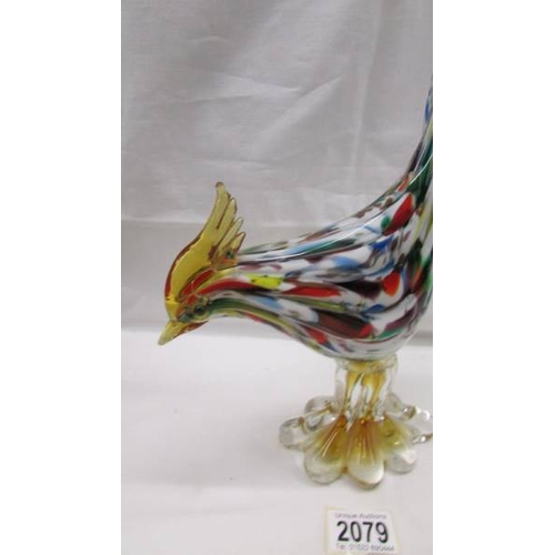 2079 - A multi coloured glass pheasant in the style of Murano, 16'' (46cm), in good condition with no crack... 