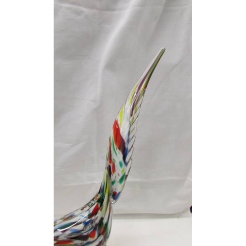 2079 - A multi coloured glass pheasant in the style of Murano, 16'' (46cm), in good condition with no crack... 