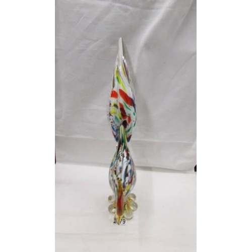 2079 - A multi coloured glass pheasant in the style of Murano, 16'' (46cm), in good condition with no crack... 