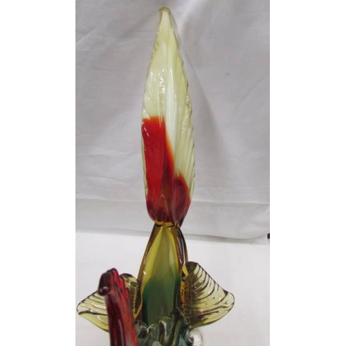 2080 - A multi coloured glass rooster in the style of Murano, 16.5'' (47cm), in good condition with no crac... 