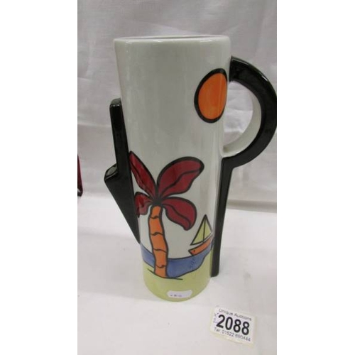 2088 - A Lorna Bailey Tropican design jug and a Lorna Bailey Lakeside design vase, both signed., both in go... 