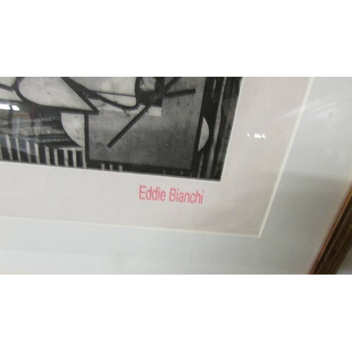 2307 - Eddie Bianchi (act.1975-1995) Artist's proof modernist abstract monochrome etching name stamped.