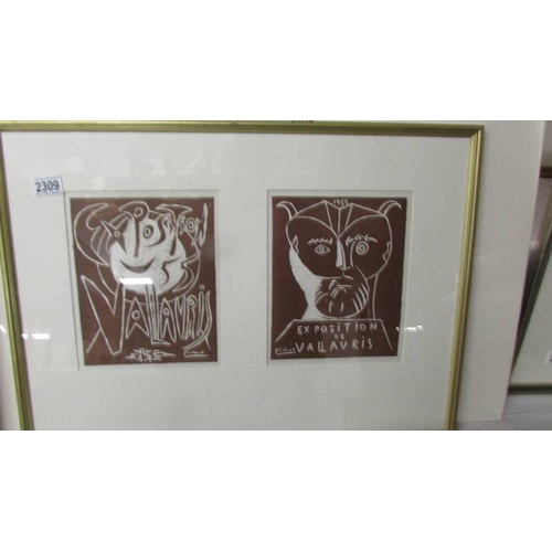 2309 - Pablo Picasso (1881-1973) Plair of plate signed lithographic prints Exposition de Vallauris 1955 pub... 