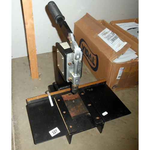 327 - A manual framing press for attaching hangers and rings to picture frame backboards