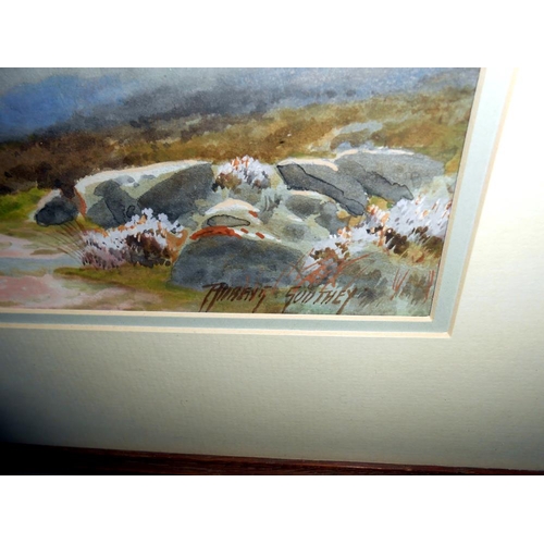 333 - A watercolour 'Passing shower Yar Tor, Dartmouth' 33.5cm x 50.5cm, a pair of ltd ed prints by Judy B... 