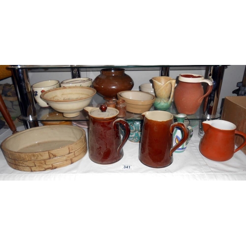 341 - A quantity of various pottery including Denby etc 2 items are a/f