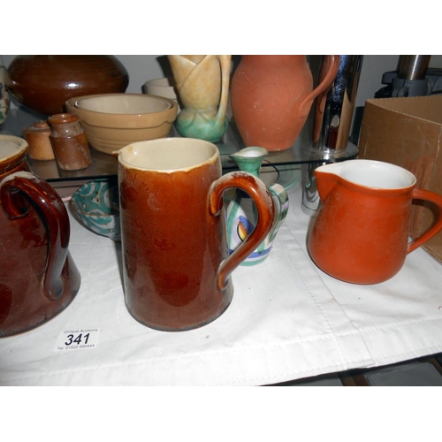 341 - A quantity of various pottery including Denby etc 2 items are a/f