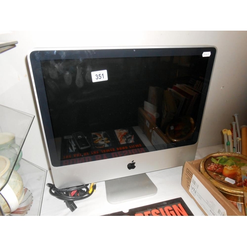 351 - An Apple Imac 20''computer Core 2 duo 2GB Ram 250GB HDD, DVD, in working condition, C21075 marked on... 