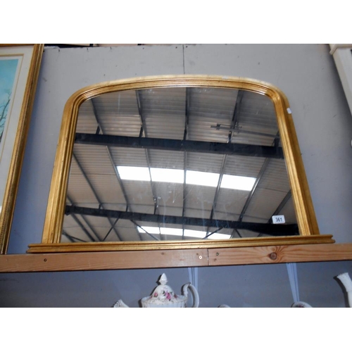 361 - An antiqued finished gilt framed overmantle mirror size; 97cm x 73cm - collect only