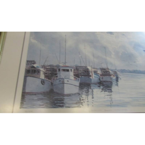 1074 - A framed and glazed limited edition print entitled 'Scallop Boats Mornington' by Robert Cross.