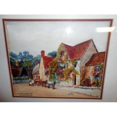 263 - A Framed and glazed watercolour, 'The White Hart Inn, Wytham, Nr Oxford' by H.Storey 1922, size 45cm... 