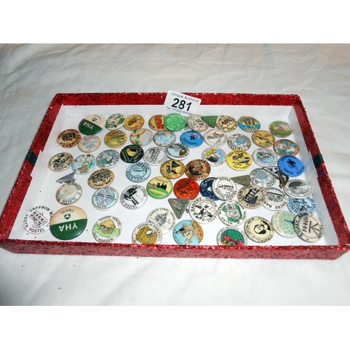 281 - A box of assorted YMCA pin badges etc.