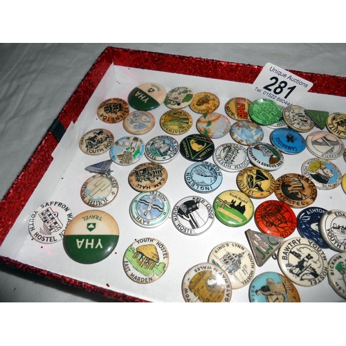 281 - A box of assorted YMCA pin badges etc.