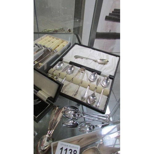 1138 - A mixed lot of cased cutlery sets and other cutlery etc.,