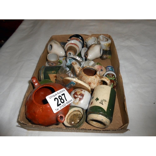 287 - A mix of small china items including Wade, Russian birds etc, a/f