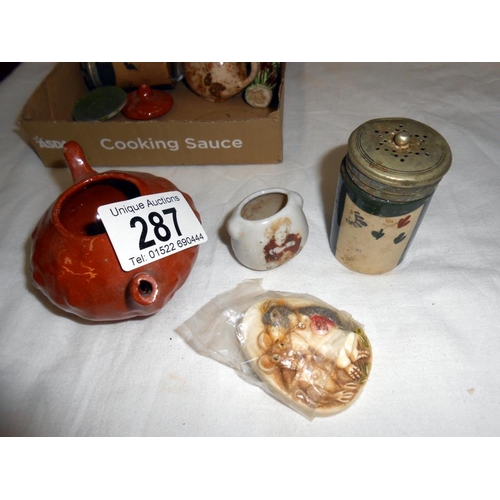 287 - A mix of small china items including Wade, Russian birds etc, a/f